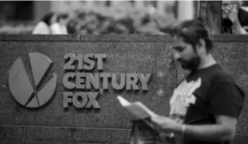  ??  ?? The 21st Century Fox logo is displayed outside the News Corporatio­n building in the Manhattan borough of New York City, US. — Photo sanmateo.com