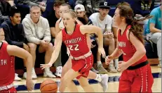  ?? PILOT PHOTO/RON HARAMIA ?? Lena Jones brings the ball up court during Plymouth’s 52-48 season-opening win over New Prairie.