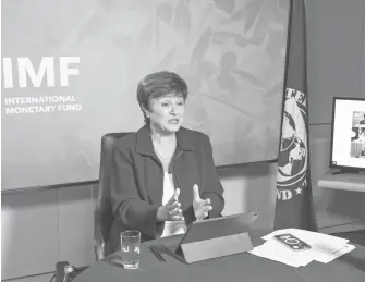  ?? CORTESÍA: TW @KGEORGIA ?? Kristalina Georgieva,
del FMI, señaló problemas como la inflación y Ómicron.