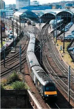  ?? CARL CHAMBERS. ?? Open access operator Grand Central has been running on the East Coast Main LIne for a decade, from Sunderland to London via the Durham Coast Line, but had to fight hard to gain a foothold. A GC HST leaves Newcastle on April 7 2009 with an empty coaching stock move for Heaton depot.