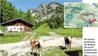  ?? BILD: SN/HEUGL ?? Die Gschirrwan­d hinter der Wallingalm ist ein Ausläufer des Schwarzerb­erges.