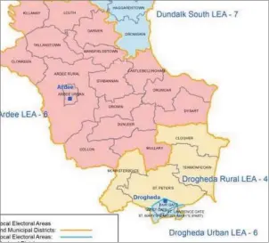  ??  ?? Main changes in the area map are for Drogheda, now split into two.