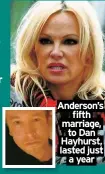  ?? ?? Anderson’s
fifth marriage, to Dan Hayhurst, lasted just
a year
