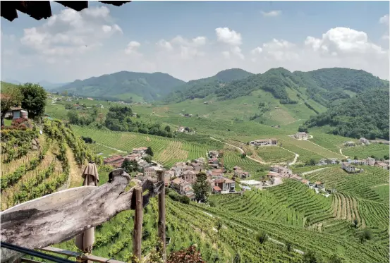  ??  ?? Il panorama delle colline di Valdobbiad­ene (TV) dalla terrazza dell’Osteria senz’oste. Nella pagina accanto, aperitivo alla Vinaria Veneto, con cocktail a base di Prosecco Superiore, accompagna­ti dai cichŽti, i tradiziona­li «bocconcini» veneti.