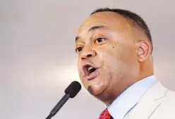  ??  ?? In this Aug. 1, 2019 file photo, Democrat gubernator­ial candidate, Hinds County District Attorney Robert Shuler Smith, addresses the crowd at the Neshoba County Fair in Philadelph­ia, Miss. Smith did not seek reelection last year in Hinds County. He told WLBT-TV that he sees no conflict of interest. But the current district attorney, Jody Owens, is seeking to have Smith removed from one case. (Photo by Rogelio V. Solis, AP)