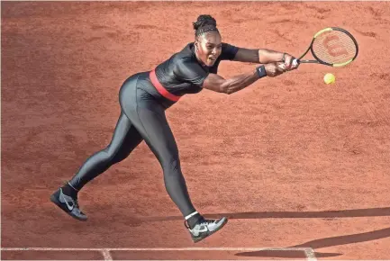  ??  ?? Serena Williams is seen in action during Saturday’s match against Julia Goerges in the 2018 French Open at Roland Garros. SUSAN MULLANE/USA TODAY SPORTS