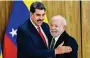  ?? ?? Nicolas Maduro and Lula meet ahead of a regional summit.