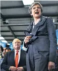  ??  ?? Theresa May was joined by Boris Johnson at a campaign event in Slough yesterday