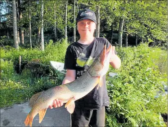  ?? FOTO: PRIVAT ?? FIN FÅNGST. August Örnmark har fångat en gädda som vägde nästan fem kilogram.