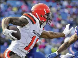  ?? BILL WIPPERT / AP FILE ?? Wide receiver Terrelle Pryor, who switched from quarterbac­k in 2015, led the Browns in receptions, yards receiving, TD catches, yards per game and yards per catch in 2016. He signed a one-year, $6 million contract with Washington last season but...