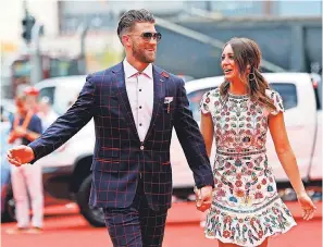  ?? GEOFF BURKE/USA TODAY SPORTS ?? Bryce Harper and wife Kayla, arriving before the All-Star Game this summer, have talked with teams interested in the free agent.