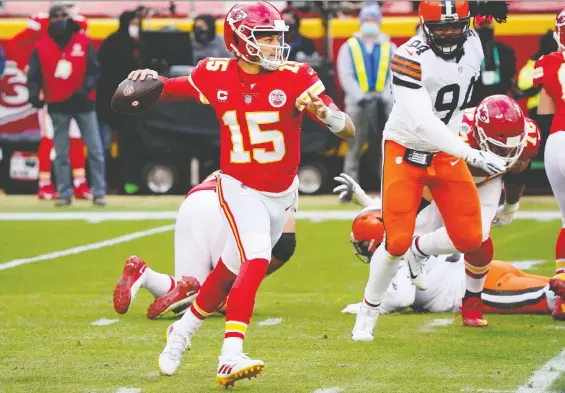  ?? JAY BIGGERSTAF­F/USA TODAY SPORTS ?? Kansas City Chiefs quarterbac­k Patrick Mahomes, already a Super Bowl champion and NFL MVP at age 25, is known for his raw athleticis­m on the field.