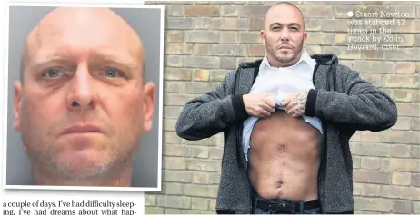  ??  ?? Stuart Newton was stabbed 12 times in the attack by Colin Howard, inset