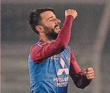  ?? LAPRESSE ?? Protagonis­ta Luca Garritano, 26 anni, esulta dopo il gol al Brescia