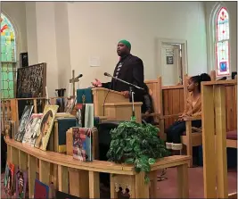  ?? MARTIN MCCONNELL — THE MORNING JOURNAL ?? Justus J. Anderson delivers a speech from the Rev. Dr. Martin Luther King Jr. at Lorain’s Wesley United Methodist Church, 220W Seventh St.