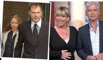  ??  ?? Accused: John Leslie with lover Abi Titmuss in 2003 after facing sex assault charges Diet row: Fern Britton confesses on screen that her weight loss was really due to a gastric band