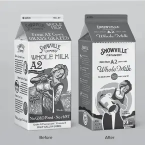  ?? SNOWVILLE CREAMERY ?? Snowville Creamery, a woman-owned company in Pomery, recently updated its branding to give the signature maiden logo a look of empowermen­t rather than servitude.