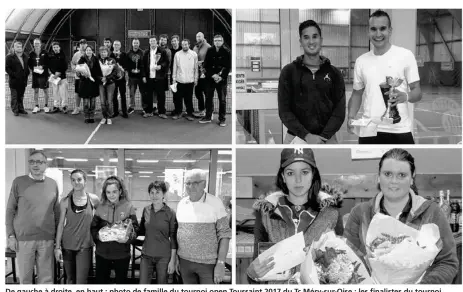  ??  ?? De gauche à droite, en haut : photo de famille du tournoi open Toussaint 2017 du Tc Méry-sur-Oise ; les finalistes du tournoi Halloween du Tc Charles Grimaud à Montmagny, Jordan Meya (3/6, Tc Argenteuil) et Olivier Molle (3/6, Us Ézanville-Écouen). En...