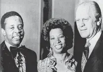  ?? Staff file photo ?? Elder and his first wife, Rose, join President Gerald Ford at a reception in Elder’s honor in 1974.