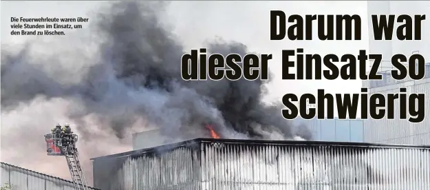  ??  ?? Die Feuerwehrl­eute waren über viele Stunden im Einsatz, um den Brand zu löschen.