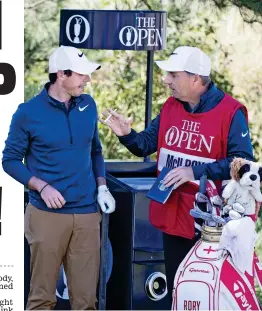  ??  ?? Pep talk: Fitzgerald (right) and McIlroy at Birkdale