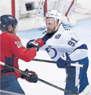  ?? NICK WASS/THE ASSOCIATED PRESS ?? Steven Stamkos had a rough series against the Capitals, who shut down Tampa’s star in Game 7.