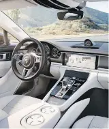  ?? PORSCHE ?? In the Panamera’s interior, a trim dash area and centre console make easy work of customizin­g the driving experience.