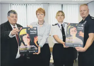  ??  ?? From left, TWFRS chairman, Thomas Wright, Dame Vera Baird QC, Northumbri­a Police and Crime Commission­er; Northumbri­a Police Assistant Chief Constable Rachel Bacon and TWFRS Chief Fire Officer, Chris Lowther.