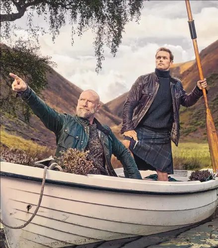  ?? COURTESY OF PATCH RIGHT CANVAS ?? Graham McTavish and Sam Heughan star in the eight-part series “Men in Kilts: A Roadtrip With Sam and Graham,” which begins airing Sunday, Feb. 14, on Starz.