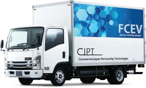  ?? ?? Commercial Japan Partnershi­p Technologi­es Corporatio­n (CJPT) is jointly planning a light-duty fuel cell (FC) electric truck for the mass-market, but Hino is no longer a partner with Isuzu and Toyota.