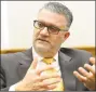  ?? Matthew Brown / Hearst Connecticu­t Media ?? Richard Colangelo, who was appointed last month as Connecticu­t chief state attorney, is interviewe­d at his office in Rocky Hill.