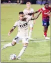  ?? (AP) ?? Los Angeles FC forward Cristian Arango (29) scores on a penalty kick against FC Dallas during the first half of an MLS soccer match, on Oct. 20, in Frisco, Texas.