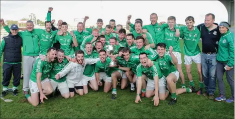  ??  ?? St. James’ celebrate after their clearcut success in Saturday’s replayed Top Oil Intermedia­te ‘A’ hurling championsh­ip final.