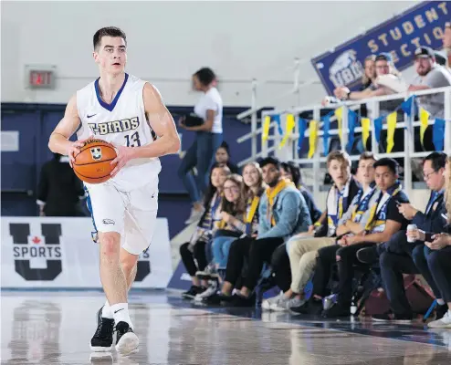  ?? BOB FRID/UBC ATHLETICS ?? Mason Bourcier carries the ball during a UBC Thunderbir­ds game in October. The Thunderbir­ds take on Fraser Valley Cascades in a Canada West quarter-final, with Game 1 set for Thursday.