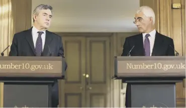  ??  ?? Prime Minister Gordon Brown and Chancellor Alistair Darling announcing details of the RBS bailout