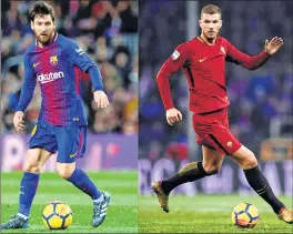  ??  ?? Barcelona’s Lionel Messi (L) and AS Roma's Edin Dzeko will be the players to watch. Barcelona will face AS Roma in their UEFA Champions League quarter-final first leg in Barcelona on Wednesday.