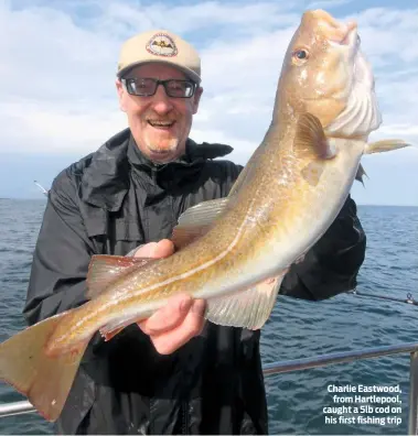  ??  ?? Charlie Eastwood, from Hartlepool, caught a 5lb cod on his first fishing trip