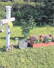  ?? CONTRIBUTE­D ?? Jason Pelley’s memorial stand at his accident site in Pynns Brook – between Deer lake and Pasadena.