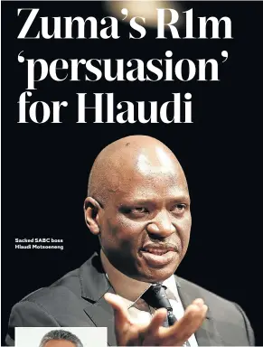  ??  ?? Sacked SABC boss Hlaudi Motsoeneng