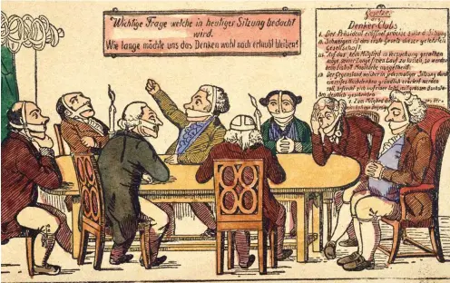  ?? Abb.: akg-images ?? Zeitgenöss­ische Karikatur auf die Einschränk­ung der Presse-, Meinungs- und Gedankenfr­eiheit durch die Karlsbader Beschlüsse von 1819