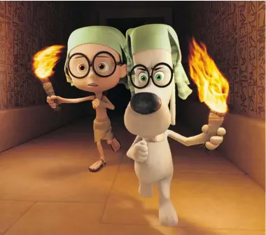  ?? DREAMWORKS ANIMATION ?? Mr. Peabody, a brainy talking dog and his pet boy, Sherman, try to repair history in a revival of the 1960s animated comedy brought to movie theatres by Rob Minkoff, who previously directed favourites such as The Lion King and Stuart Little.