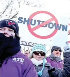  ??  ?? Photo shows federal air traffic controller union members protesting the partial government shutdown in a rally at the US Capitol in Washington, US. — Reuters photo