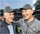  ??  ?? Jim Gavin celebrates this year’s AllIreland success with his father Jimmy