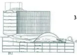  ??  ?? 3. L’aula del Comitato Centrale e disegno in alzato della sede (oggi non più) del Partito Comunista Francese a Parigi realizzato su progetto di Oscar Niemeyer (1965-1977): uno dei pochi edifici moderni di Parigi che Hatherley salva nel suo libro.