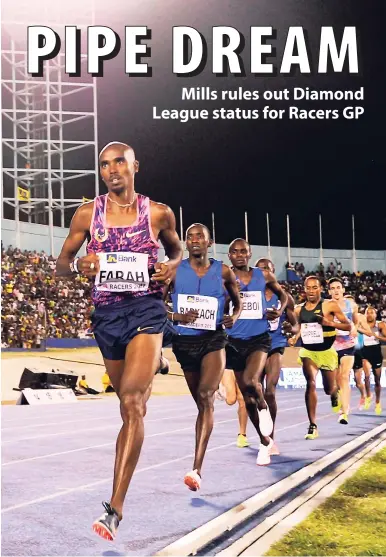  ?? FILE ?? Great Britain’s Mo Farah (front) on his way to victory in the men’s 3000m race at the 2017 JN Racers Grand Prix at the National Stadium.