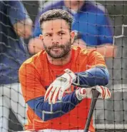  ?? Karen Warren/Staff photograph­er ?? Jose Altuve won’t be able to resume baseball activities for two months after having his broken thumb repaired.
