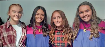  ?? (Pic: Marian Roche) ?? Musical stars Ciara Murphy, Dearbhla Kearney, Kelly McCarthy and Clodagh O’Brien before performing in the Footloose musical in CBS.