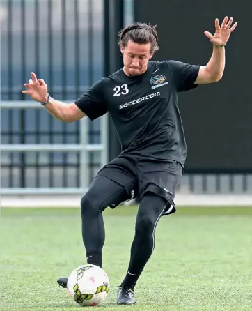  ?? Matt Freed/Post-Gazette ?? Midfielder Nick Kolarac works out during a recent Riverhound­s practice at Highmark Stadium.