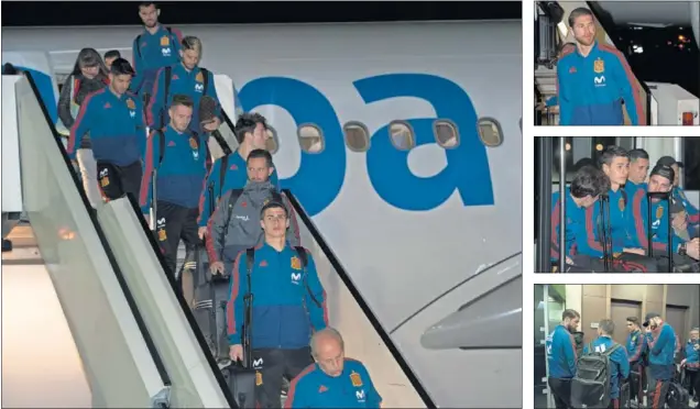  ??  ?? EN RUSIA. La Selección, a su llegada anoche al aeropuerto de Pulkovo, a 23 kilómetros de San Petersburg­o, donde mañana se enfrenta a Rusia en partido amistoso.