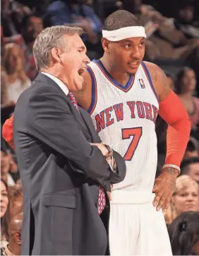  ?? NATHANIEL S. BUTLER/NBAE VIA GETTY IMAGES ?? While with the Knicks, Mike D’Antoni coached Carmelo Anthony during parts of the 2010-11 and 2011-12 seasons.